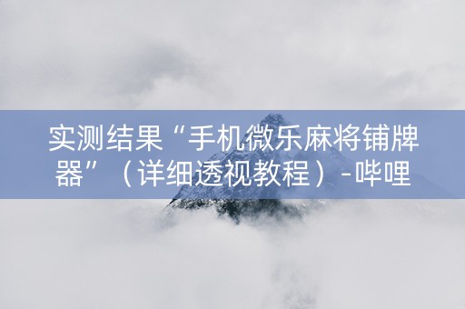 实测结果“手机微乐麻将铺牌器”（详细透视教程）-哔哩哔哩