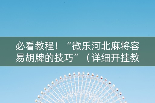必看教程！“微乐河北麻将容易胡牌的技巧”（详细开挂教程）-哔哩哔哩