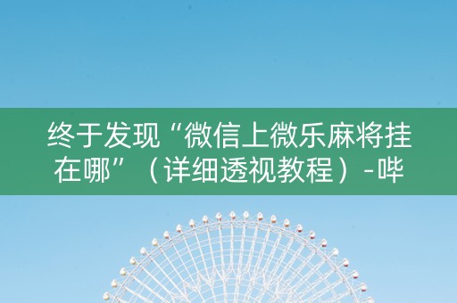 终于发现“微信上微乐麻将挂在哪”（详细透视教程）-哔哩哔哩