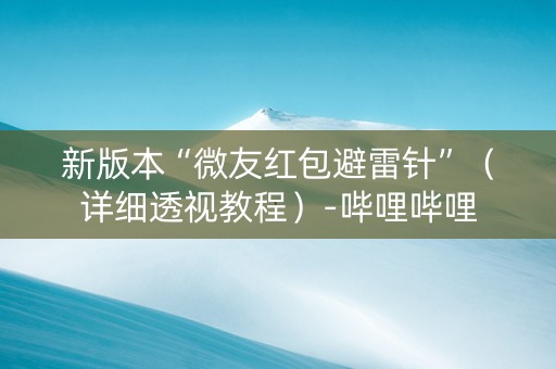新版本“微友红包避雷针”（详细透视教程）-哔哩哔哩