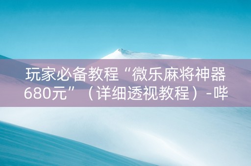玩家必备教程“微乐麻将神器680元”（详细透视教程）-哔哩哔哩
