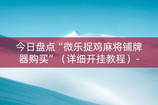 今日盘点“微乐捉鸡麻将铺牌器购买”（详细开挂教程）-哔哩哔哩