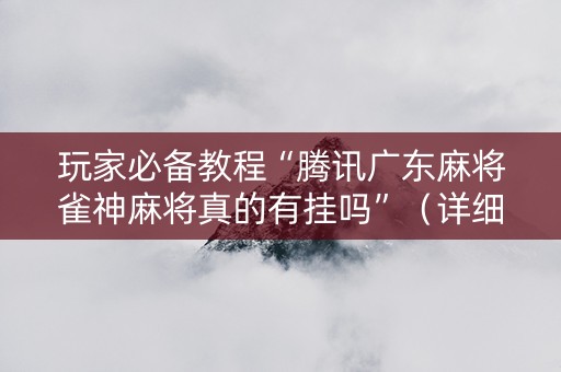 玩家必备教程“腾讯广东麻将雀神麻将真的有挂吗”（详细透视教程）-哔哩哔哩