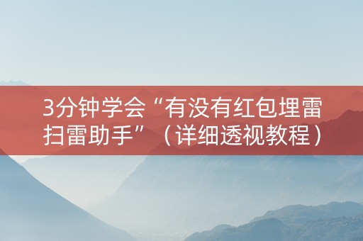 3分钟学会“有没有红包埋雷扫雷助手”（详细透视教程）-哔哩哔哩