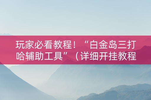 玩家必看教程！“白金岛三打哈辅助工具”（详细开挂教程）-哔哩哔哩