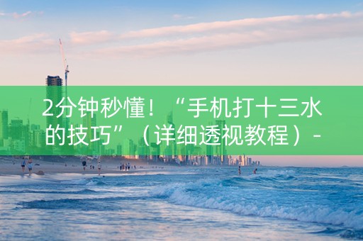 2分钟秒懂！“手机打十三水的技巧”（详细透视教程）-哔哩哔哩