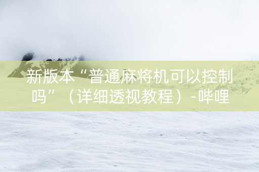 新版本“普通麻将机可以控制吗”（详细透视教程）-哔哩哔哩
