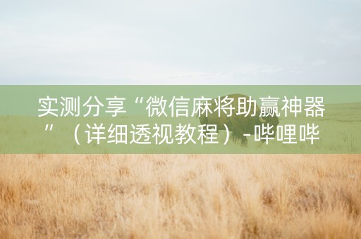 实测分享“微信麻将助赢神器”（详细透视教程）-哔哩哔哩