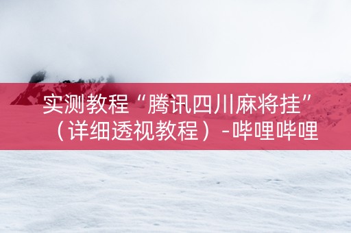 实测教程“腾讯四川麻将挂”（详细透视教程）-哔哩哔哩