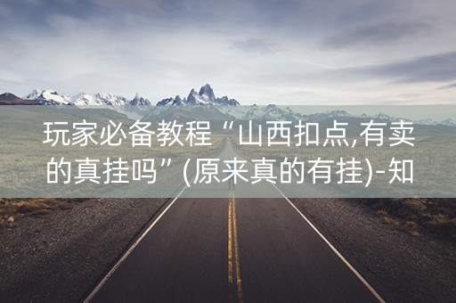 玩家必备教程“山西扣点,有卖的真挂吗”(原来真的有挂)-知乎