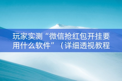 玩家实测“微信抢红包开挂要用什么软件”（详细透视教程）-哔哩哔哩