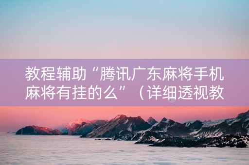 教程辅助“腾讯广东麻将手机麻将有挂的么”（详细透视教程）-哔哩哔哩