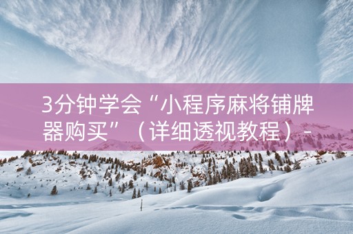 3分钟学会“小程序麻将铺牌器购买”（详细透视教程）-哔哩哔哩