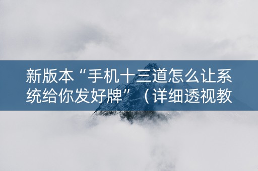 新版本“手机十三道怎么让系统给你发好牌”（详细透视教程）-哔哩哔哩