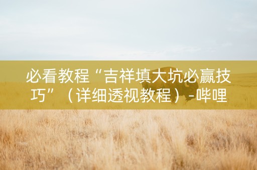 必看教程“吉祥填大坑必赢技巧”（详细透视教程）-哔哩哔哩