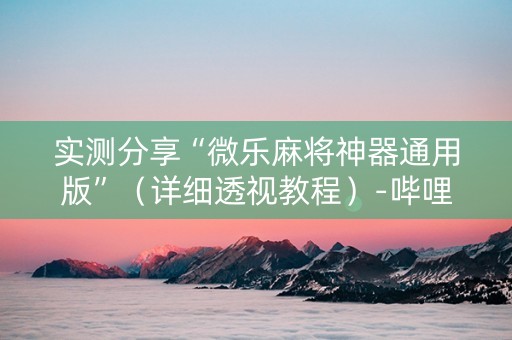 实测分享“微乐麻将神器通用版”（详细透视教程）-哔哩哔哩