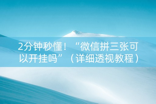 2分钟秒懂！“微信拼三张可以开挂吗”（详细透视教程）-哔哩哔哩