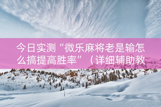 今日实测“微乐麻将老是输怎么搞提高胜率”（详细辅助教程）-哔哩哔哩