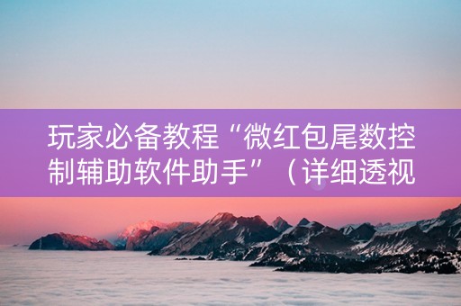 详细阅读:玩家必备教程“微红包尾数控制辅助软件助手”(详细透视教程)-哔哩哔哩 玩家必备教程“微红包尾数控制辅助软件助手”(详细透视教程)-哔哩哔哩