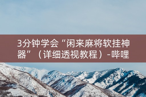 3分钟学会“闲来麻将软挂神器”（详细透视教程）-哔哩哔哩