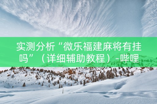 实测分析“微乐福建麻将有挂吗”（详细辅助教程）-哔哩哔哩