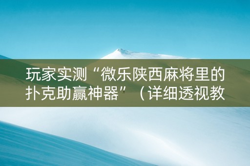 玩家实测“微乐陕西麻将里的扑克助赢神器”（详细透视教程）-哔哩哔哩
