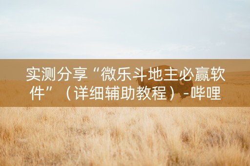 实测分享“微乐斗地主必赢软件”（详细辅助教程）-哔哩哔哩