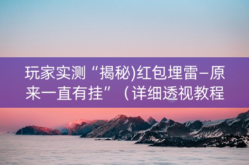 玩家实测“揭秘)红包埋雷—原来一直有挂”（详细透视教程）-哔哩哔哩