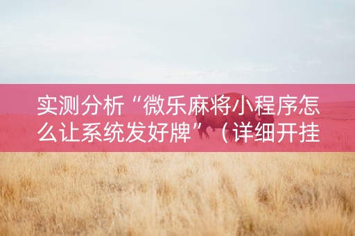 实测分析“微乐麻将小程序怎么让系统发好牌”（详细开挂教程）-哔哩哔哩