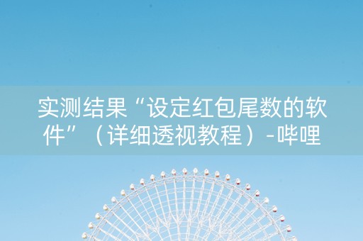 实测结果“设定红包尾数的软件”（详细透视教程）-哔哩哔哩