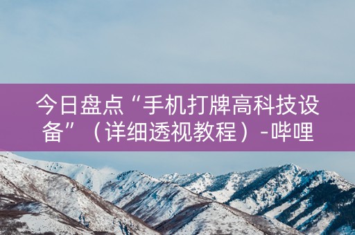 今日盘点“手机打牌高科技设备”（详细透视教程）-哔哩哔哩