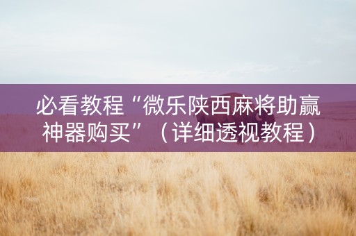 必看教程“微乐陕西麻将助赢神器购买”（详细透视教程）-哔哩哔哩
