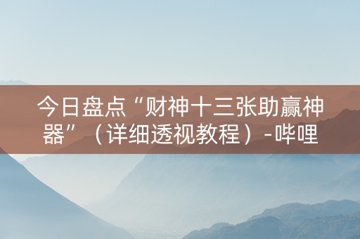 今日盘点“财神十三张助赢神器”（详细透视教程）-哔哩哔哩