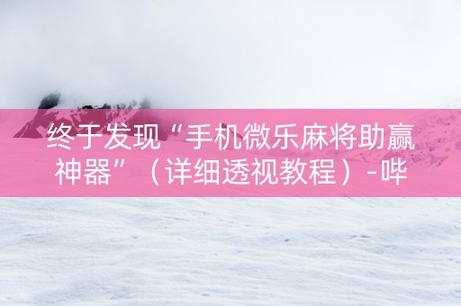 终于发现“手机微乐麻将助赢神器”（详细透视教程）-哔哩哔哩