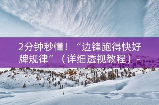 2分钟秒懂！“边锋跑得快好牌规律”（详细透视教程）-哔哩哔哩