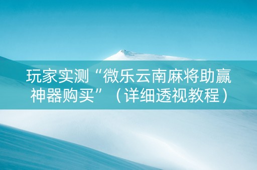 玩家实测“微乐云南麻将助赢神器购买”（详细透视教程）-哔哩哔哩