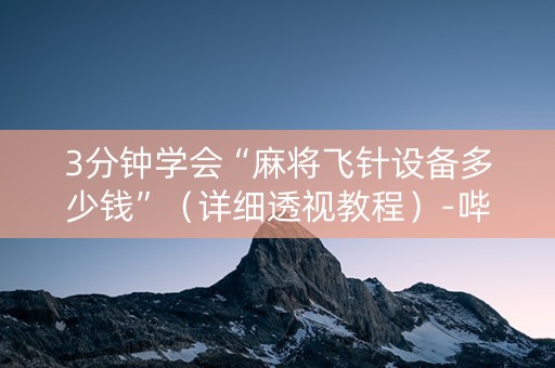 3分钟学会“麻将飞针设备多少钱”（详细透视教程）-哔哩哔哩