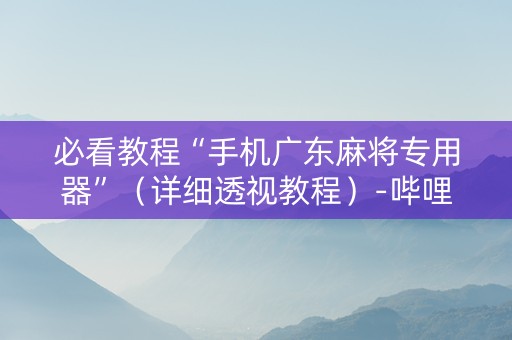 必看教程“手机广东麻将专用器”（详细透视教程）-哔哩哔哩