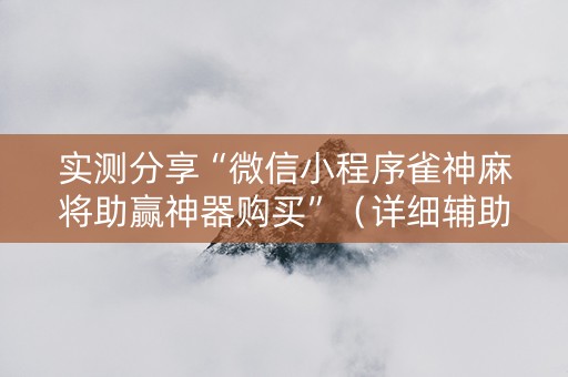 实测分享“微信小程序雀神麻将助赢神器购买”（详细辅助教程）-哔哩哔哩