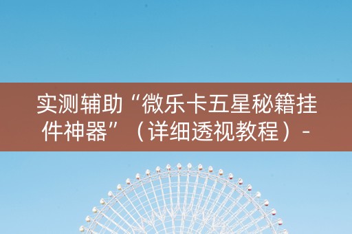 实测辅助“微乐卡五星秘籍挂件神器”（详细透视教程）-哔哩哔哩