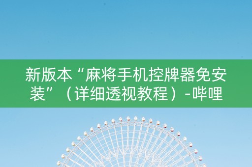 新版本“麻将手机控牌器免安装”（详细透视教程）-哔哩哔哩