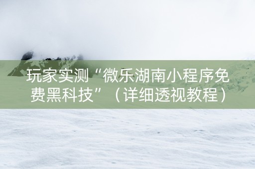 玩家实测“微乐湖南小程序免费黑科技”（详细透视教程）-哔哩哔哩