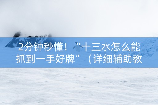 2分钟秒懂！“十三水怎么能抓到一手好牌”（详细辅助教程）-哔哩哔哩