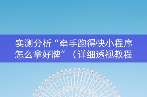 实测分析“牵手跑得快小程序怎么拿好牌”（详细透视教程）-哔哩哔哩