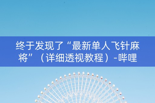 终于发现了“最新单人飞针麻将”（详细透视教程）-哔哩哔哩
