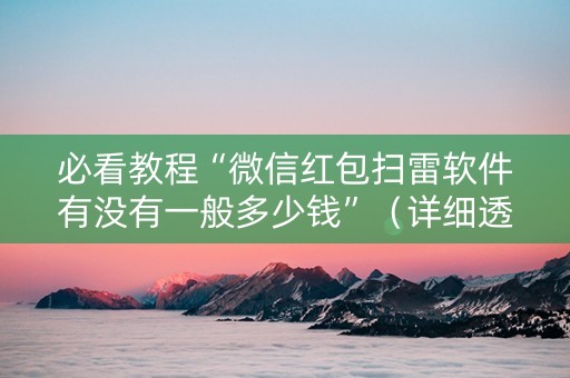 必看教程“微信红包扫雷软件有没有一般多少钱”（详细透视教程）-哔哩哔哩