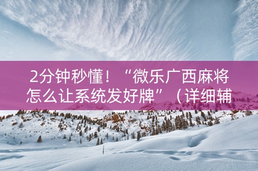 2分钟秒懂！“微乐广西麻将怎么让系统发好牌”（详细辅助教程）-哔哩哔哩