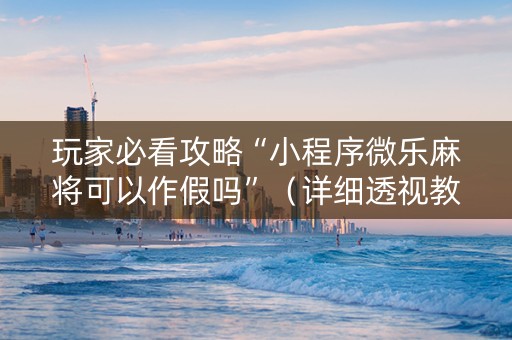 玩家必看攻略“小程序微乐麻将可以作假吗”（详细透视教程）-哔哩哔哩