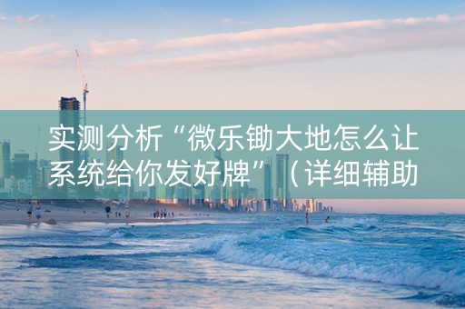 实测分析“微乐锄大地怎么让系统给你发好牌”（详细辅助教程）-哔哩哔哩