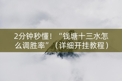 2分钟秒懂！“钱塘十三水怎么调胜率”（详细开挂教程）-哔哩哔哩
